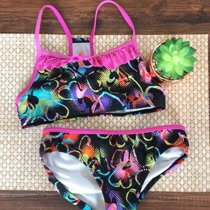 Multi color heart shapes bikini set.